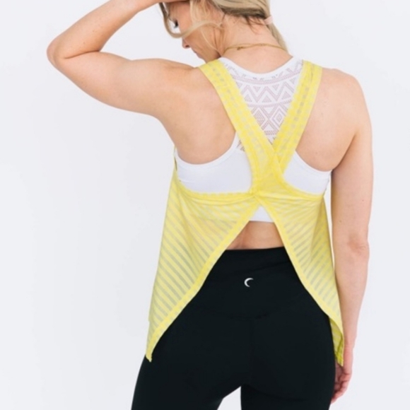 ZYIA Tops - Zyia Lemon Nimbus Split Back Tank